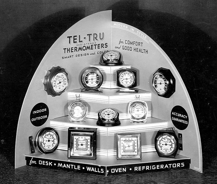 Vintage TEL-TRU ROOM THERMOMETER Germano-Simon Co Case Dashboard